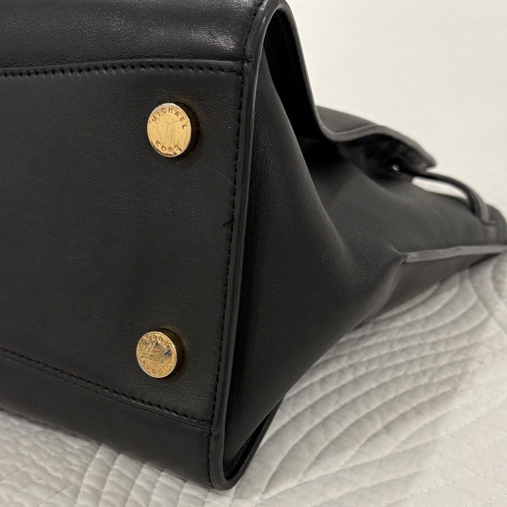 MICHAEL Michael Kors Black Hamilton Satchel with Gold Accents - Picture 8 of 15